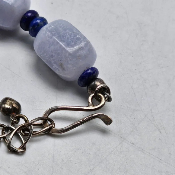 Mine Finds By Jay King DRT Blue Lace Agate Sterling Silver Bead Necklace Pendant - Picture 6 of 7